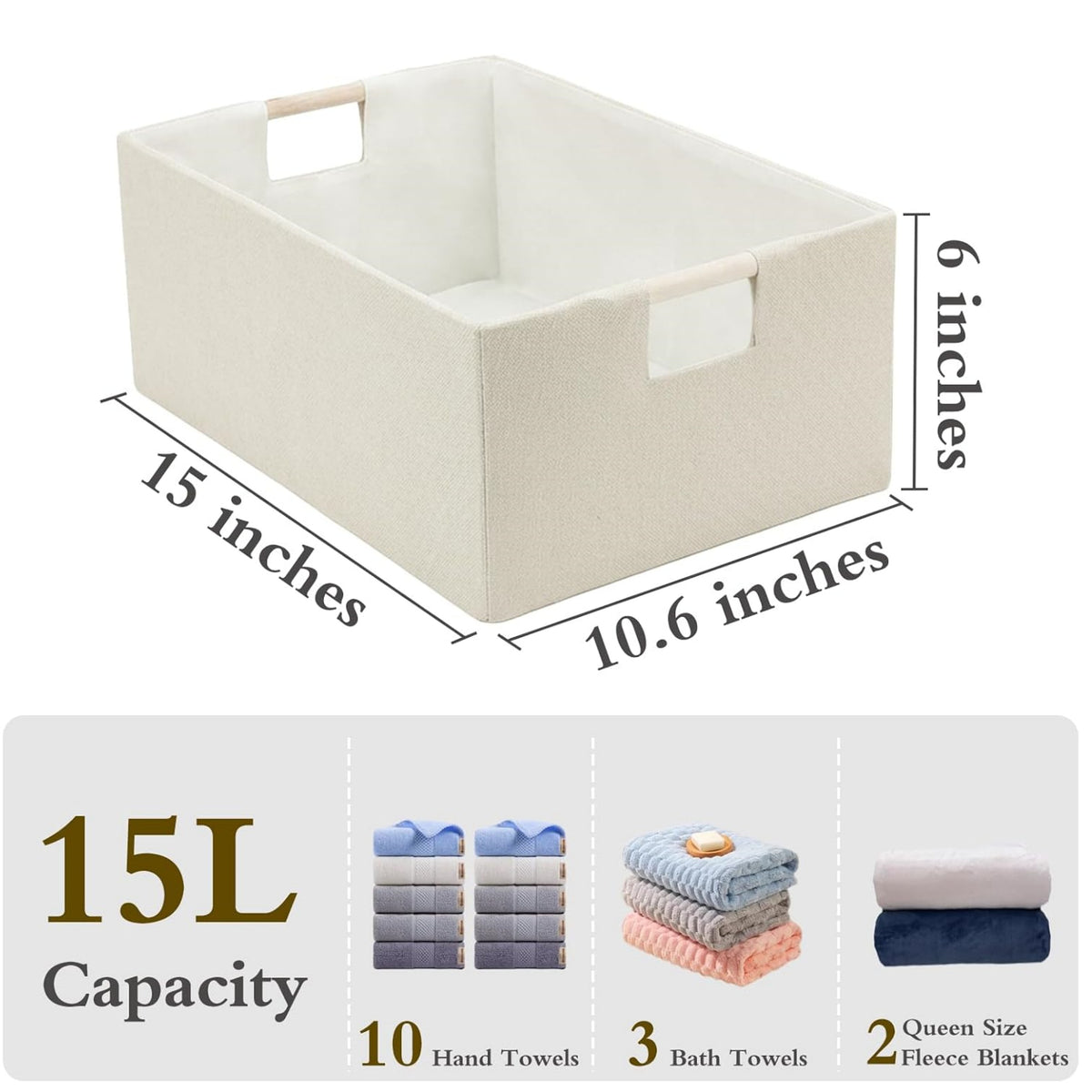 Foldable Fabric Storage Basket for Shelves