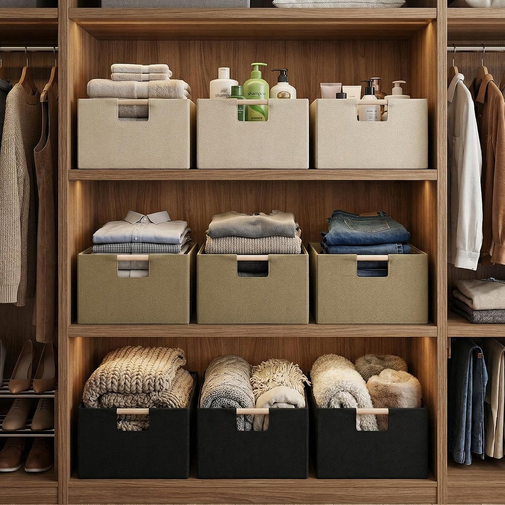 Foldable Fabric Storage Basket for Shelves